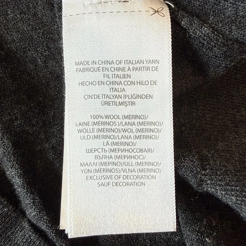 POLO Ralph Lauren Washable Merino Wool V-neck Sweater Large Gray Graphite